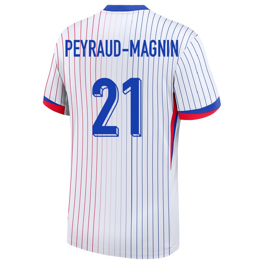 Men Football France Pauline Peyraud Magnin #21 White Away Jersey 24-26 T-Shirt Uk