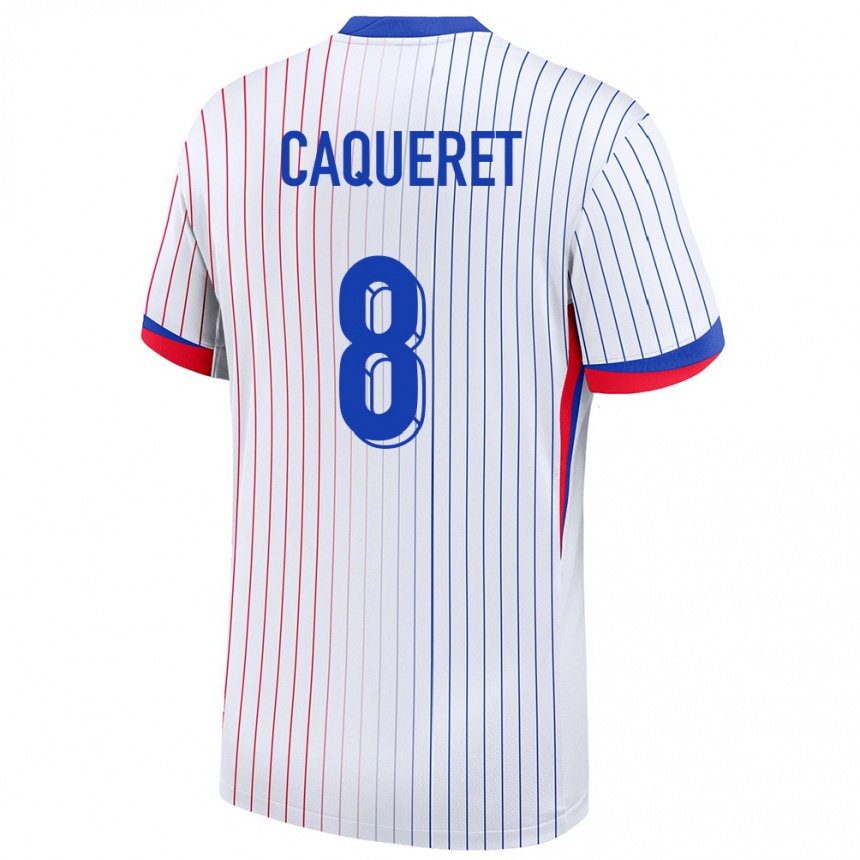 Men Football France Maxence Caqueret #8 White Away Jersey 24-26 T-Shirt Uk