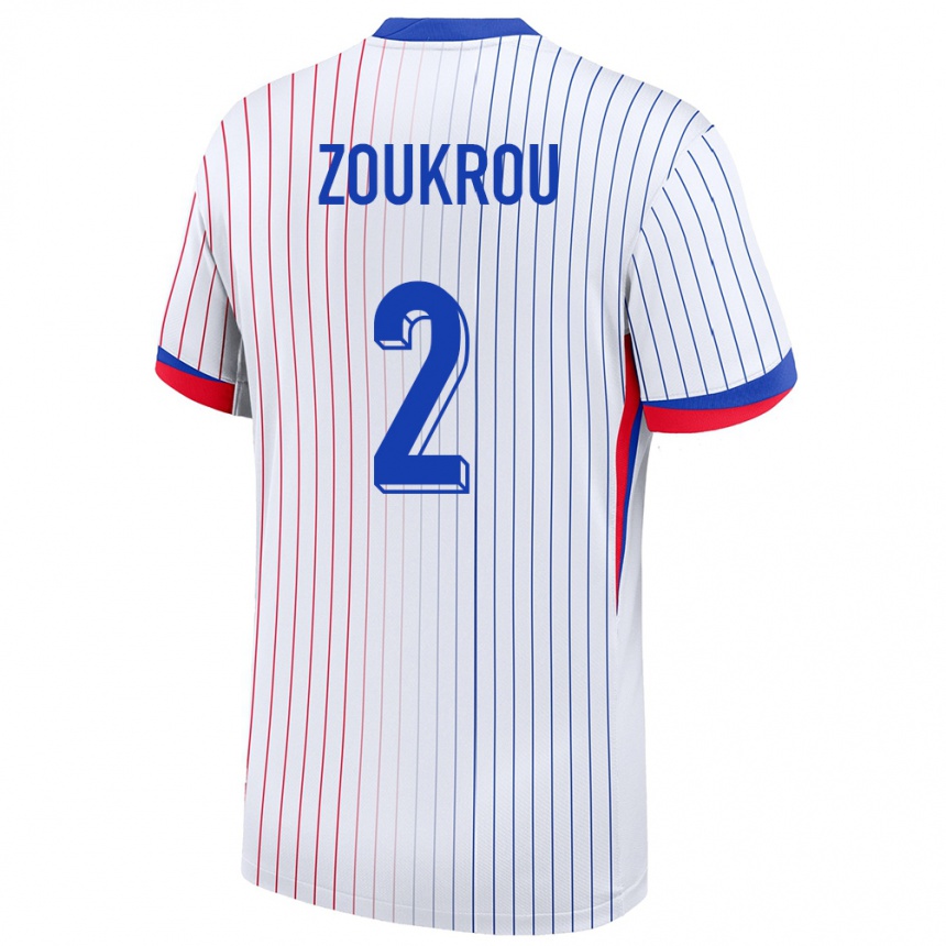 Men Football France Tanguy Zoukrou #2 White Away Jersey 24-26 T-Shirt Uk