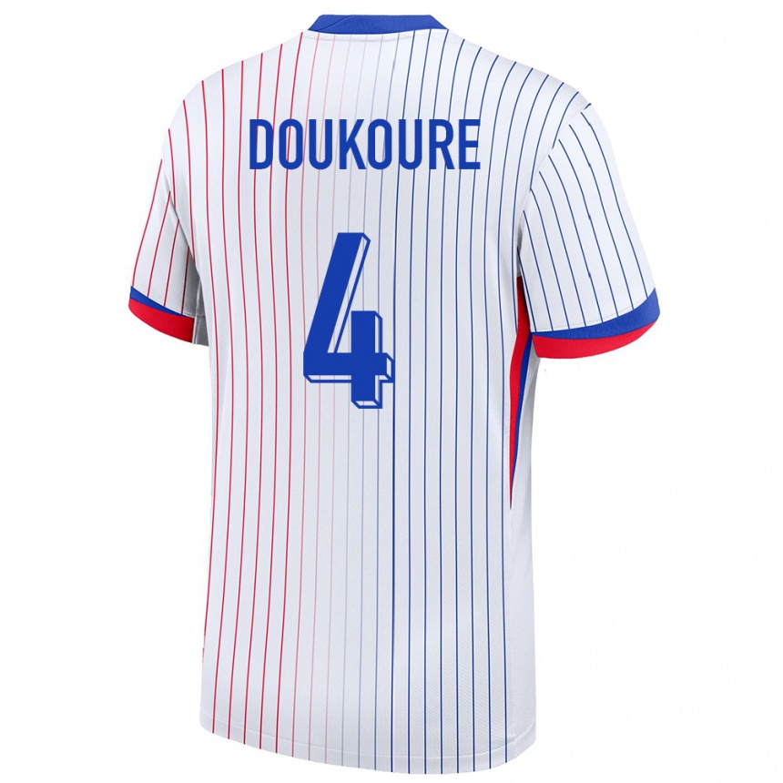 Men Football France Ismael Doukoure #4 White Away Jersey 24-26 T-Shirt Uk