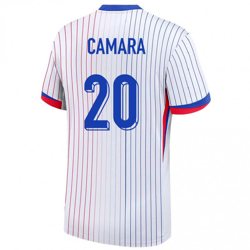 Men Football France Ousmane Camara #20 White Away Jersey 24-26 T-Shirt Uk