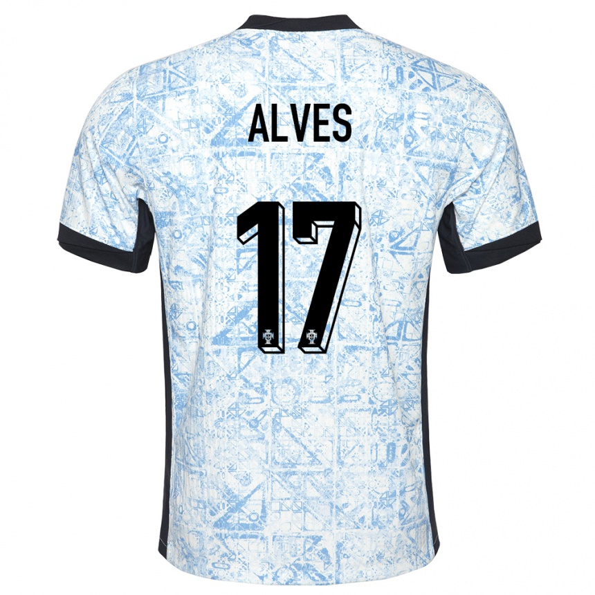 Men Football Portugal Lucia Alves #17 Cream Blue Away Jersey 24-26 T-Shirt Uk