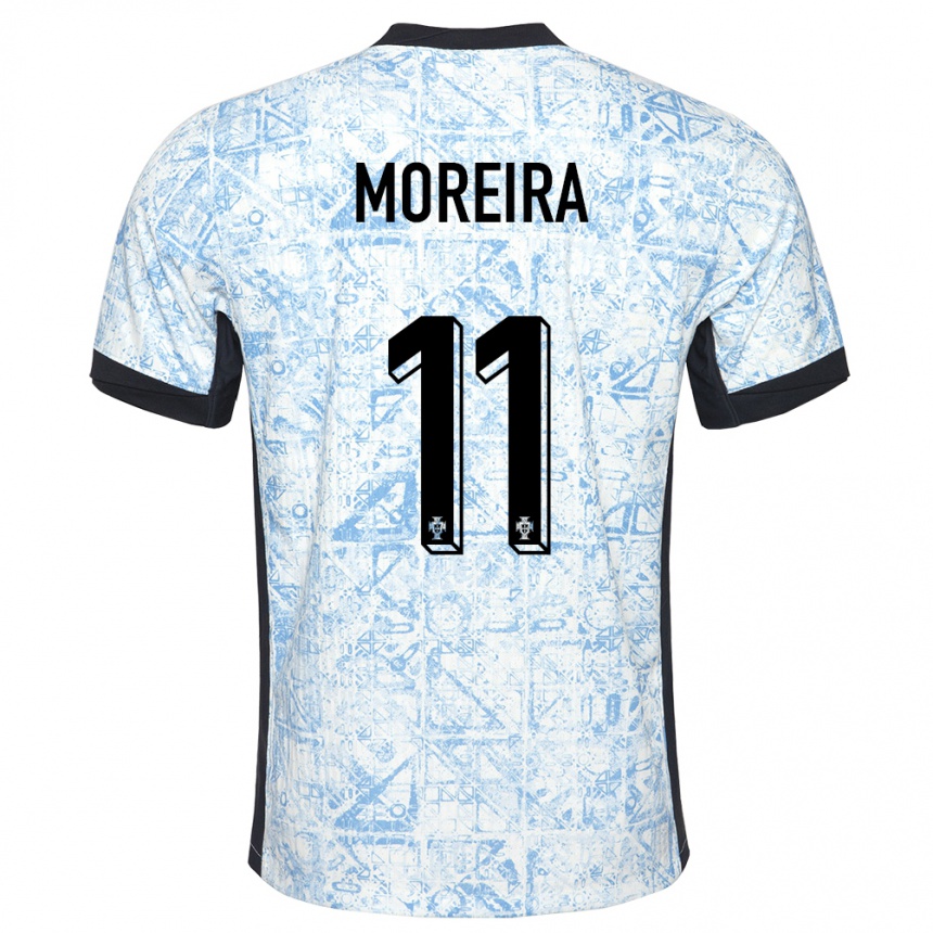 Men Football Portugal Diego Moreira #11 Cream Blue Away Jersey 24-26 T-Shirt Uk