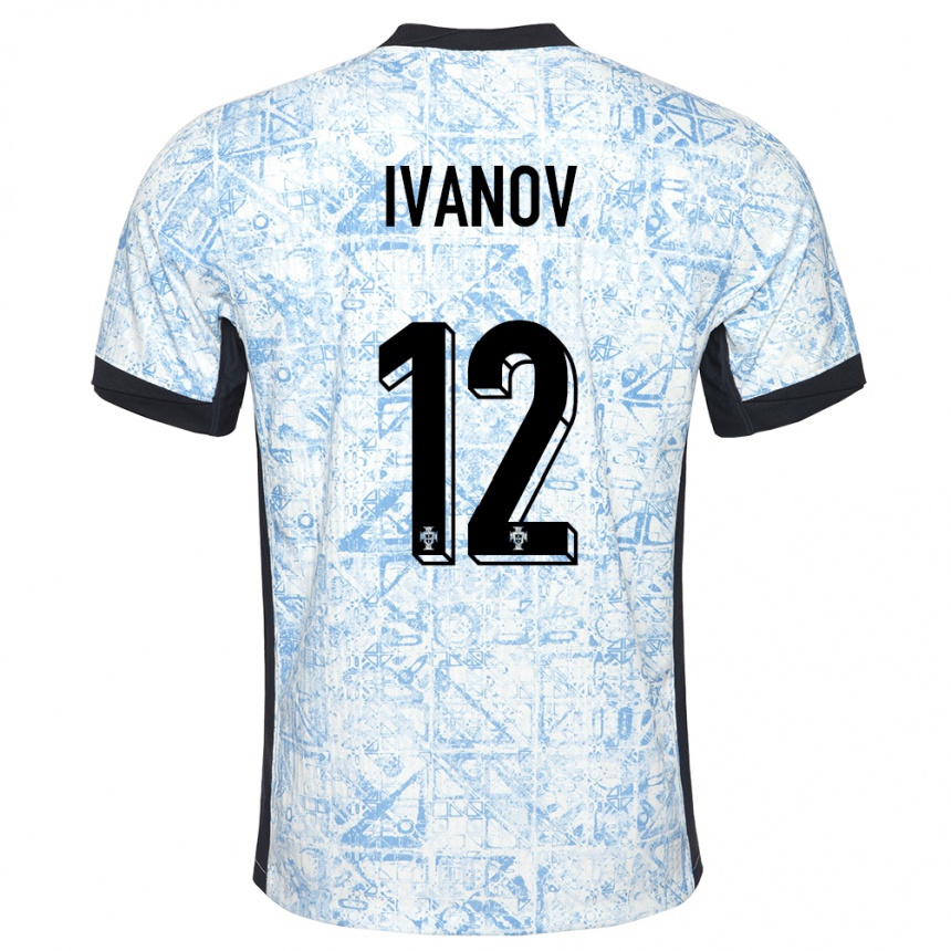 Men Football Portugal David Ivanov #12 Cream Blue Away Jersey 24-26 T-Shirt Uk