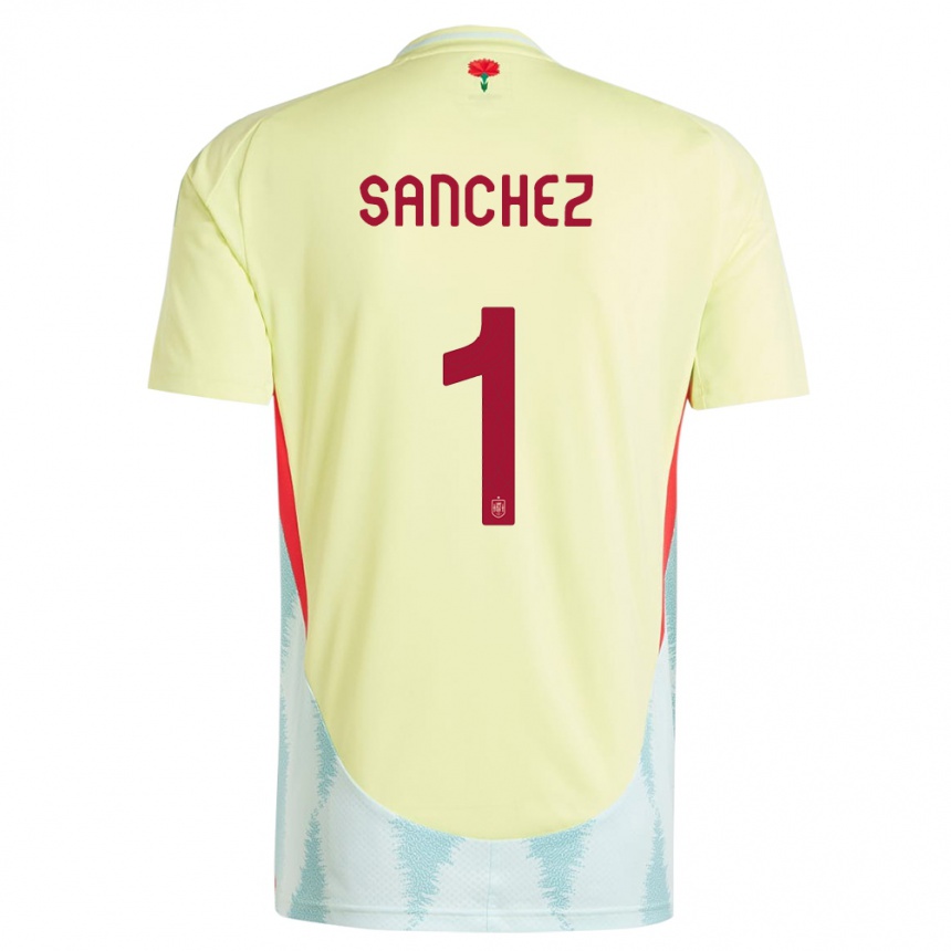 Men Football Spain Robert Sanchez #1 Yellow Away Jersey 24-26 T-Shirt Uk