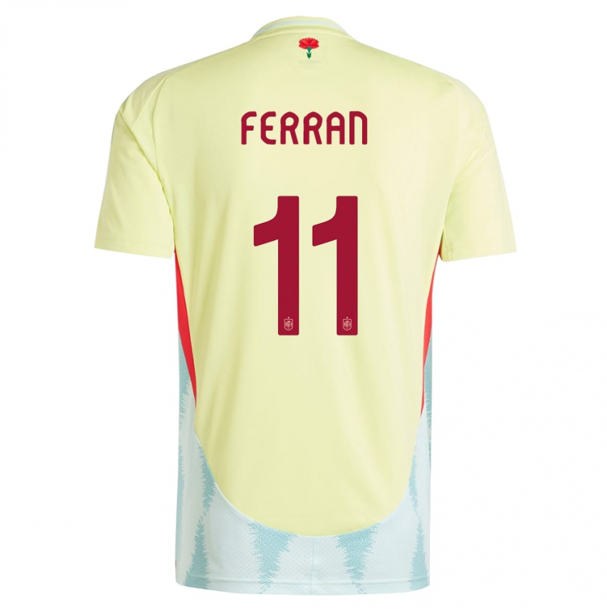 Men Football Spain Ferran Torres #11 Yellow Away Jersey 24-26 T-Shirt Uk