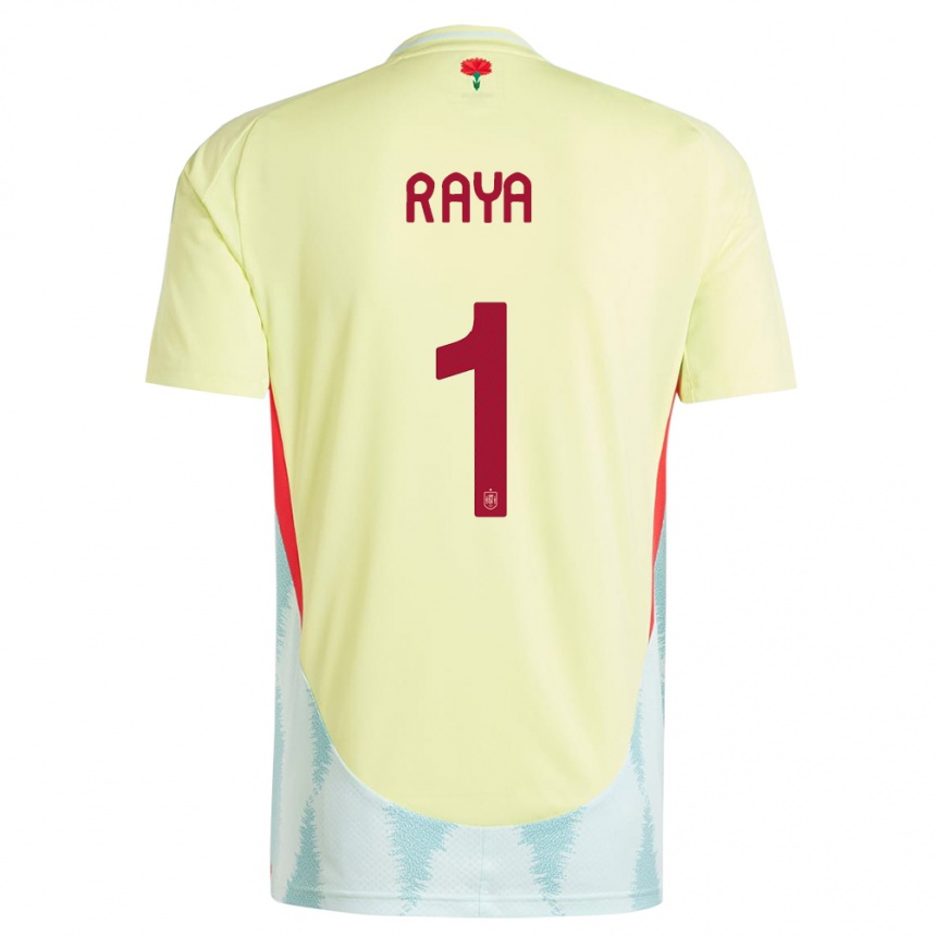 Men Football Spain David Raya #1 Yellow Away Jersey 24-26 T-Shirt Uk