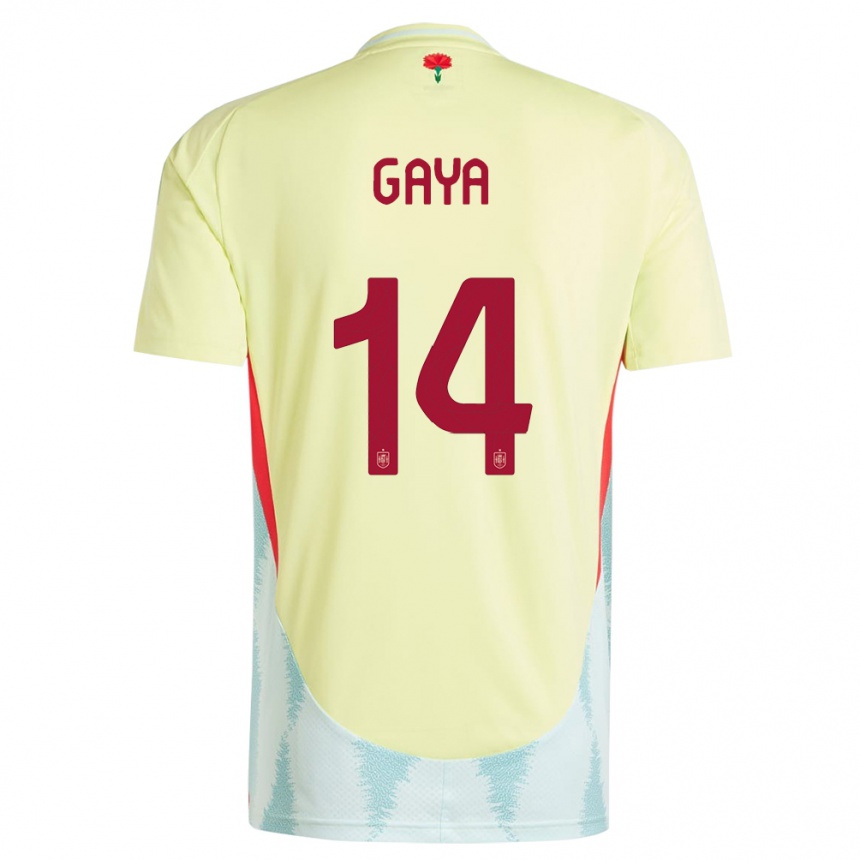 Men Football Spain Jose Gaya #14 Yellow Away Jersey 24-26 T-Shirt Uk