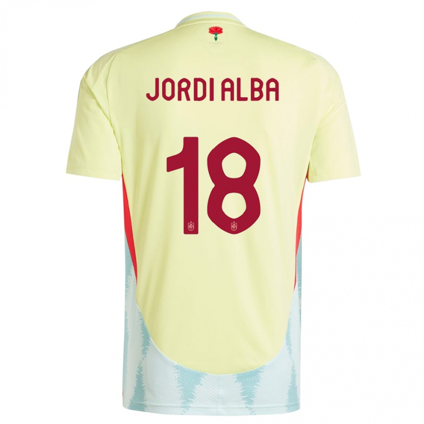 Men Football Spain Jordi Alba #18 Yellow Away Jersey 24-26 T-Shirt Uk