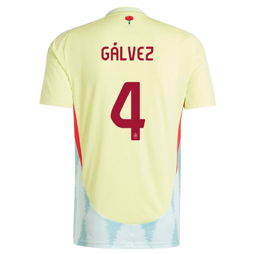 Men Football Spain Rocio Galvez #4 Yellow Away Jersey 24-26 T-Shirt Uk