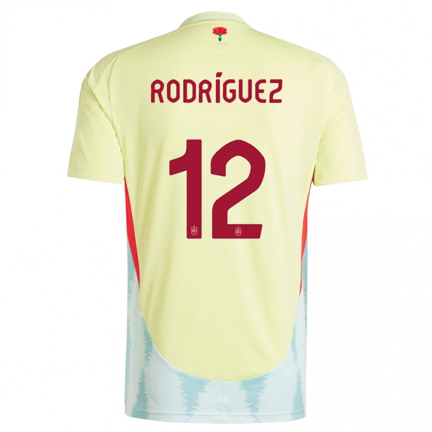 Men Football Spain Lucia Rodriguez #12 Yellow Away Jersey 24-26 T-Shirt Uk