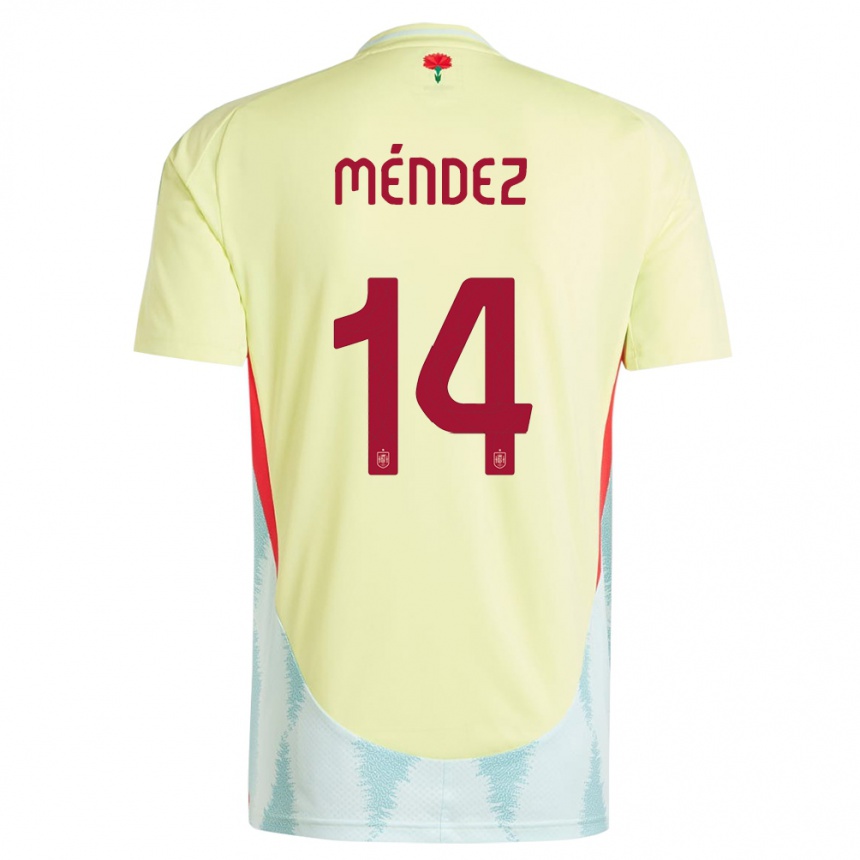 Men Football Spain Maria Mendez #14 Yellow Away Jersey 24-26 T-Shirt Uk