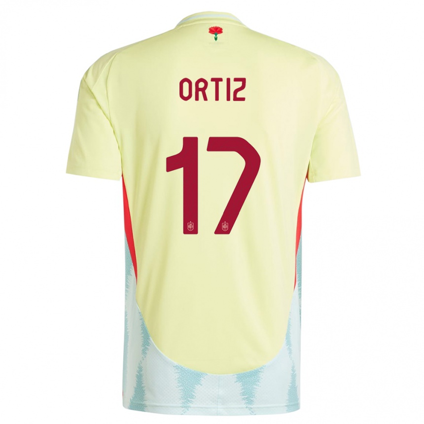 Men Football Spain Angel Ortiz #17 Yellow Away Jersey 24-26 T-Shirt Uk