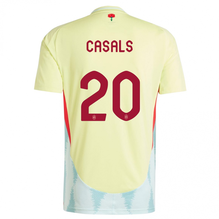 Men Football Spain Joel Casals #20 Yellow Away Jersey 24-26 T-Shirt Uk