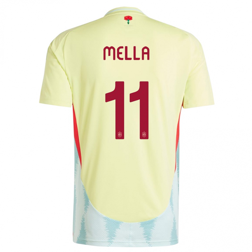 Men Football Spain David Mella #11 Yellow Away Jersey 24-26 T-Shirt Uk