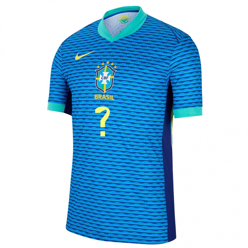 Men Football Brazil Your Name #0 Blue Away Jersey 24-26 T-Shirt Uk