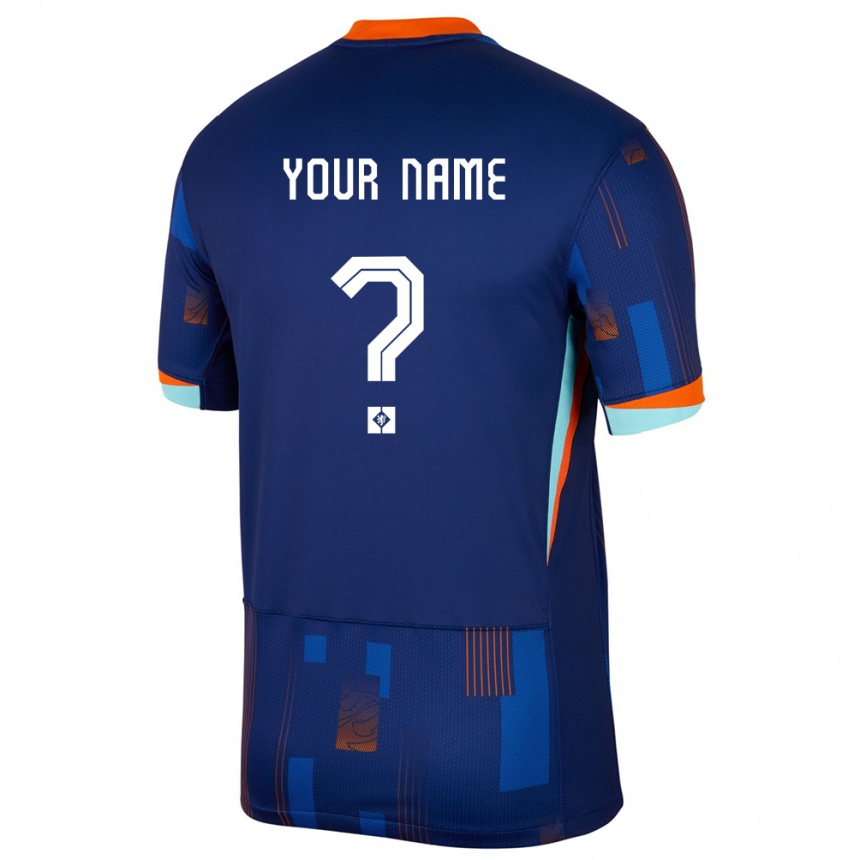 Men Football Netherlands Your Name #0 Blue Away Jersey 24-26 T-Shirt Uk