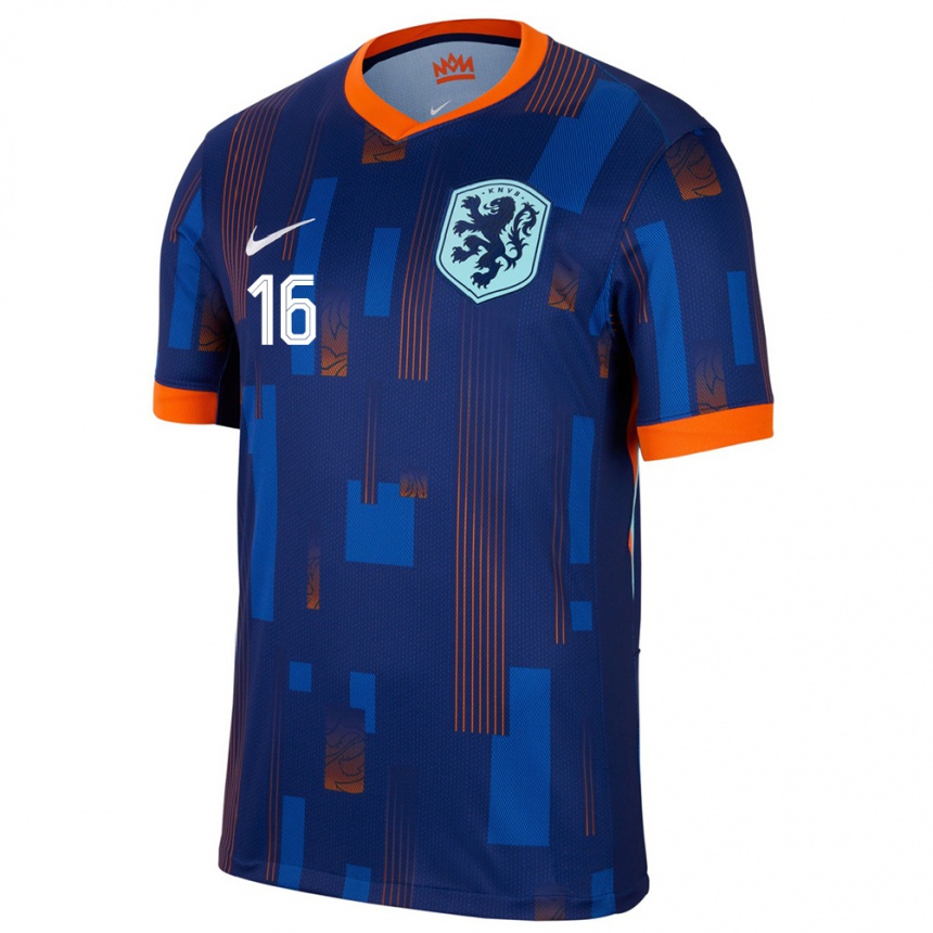 Men Football Netherlands Tyrell Malacia #16 Blue Away Jersey 24-26 T-Shirt Uk