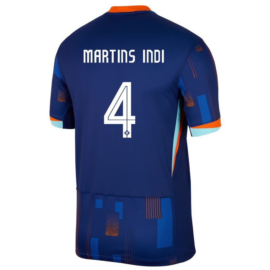 Men Football Netherlands Bruno Martins Indi #4 Blue Away Jersey 24-26 T-Shirt Uk