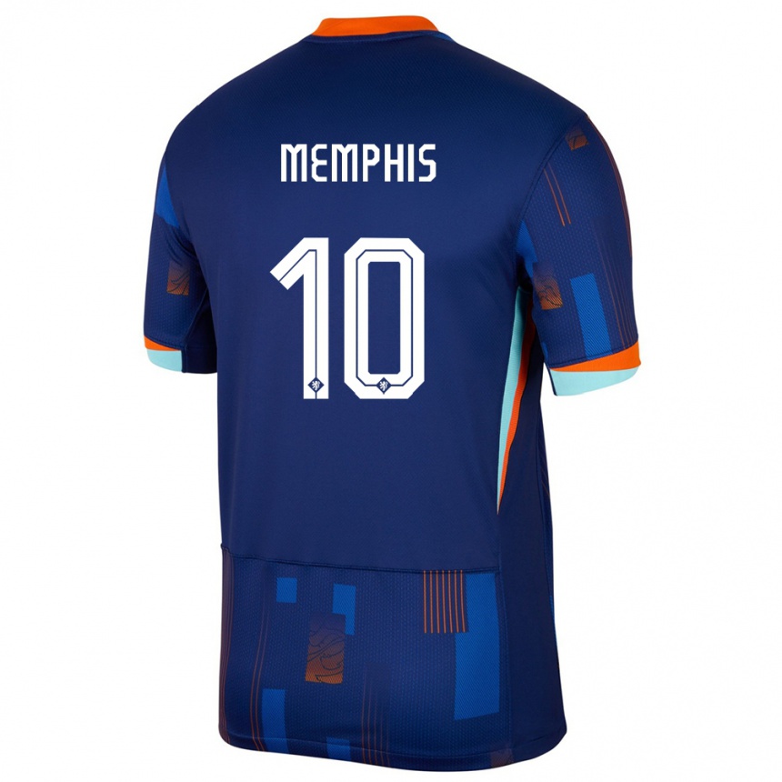 Men Football Netherlands Memphis Depay #10 Blue Away Jersey 24-26 T-Shirt Uk