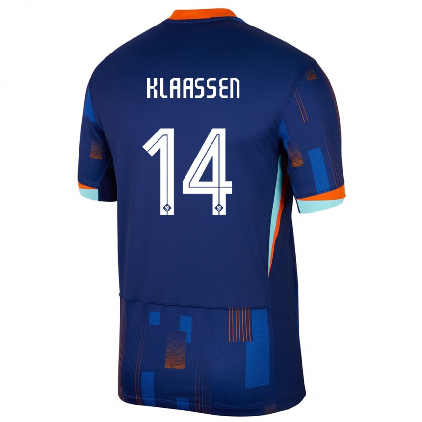 Men Football Netherlands Davy Klaassen #14 Blue Away Jersey 24-26 T-Shirt Uk