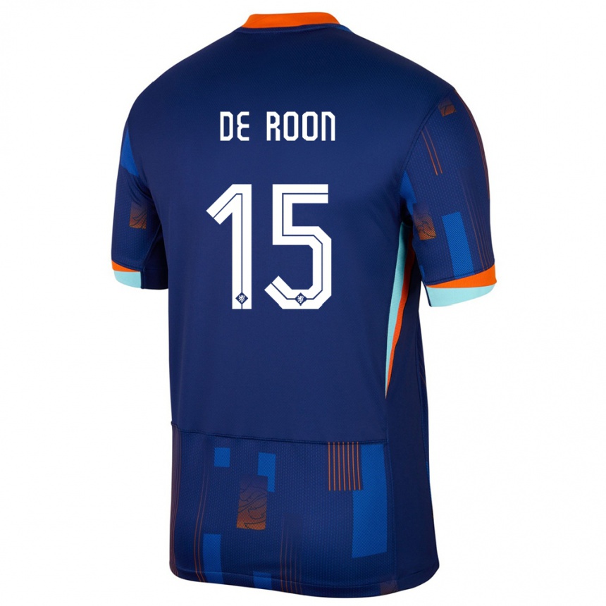 Men Football Netherlands Marten De Roon #15 Blue Away Jersey 24-26 T-Shirt Uk