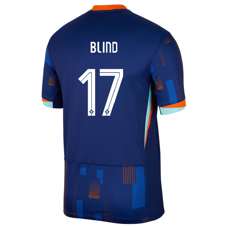 Men Football Netherlands Daley Blind #17 Blue Away Jersey 24-26 T-Shirt Uk