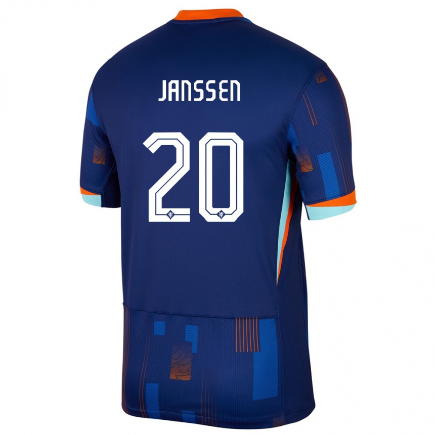 Men Football Netherlands Dominique Janssen #20 Blue Away Jersey 24-26 T-Shirt Uk