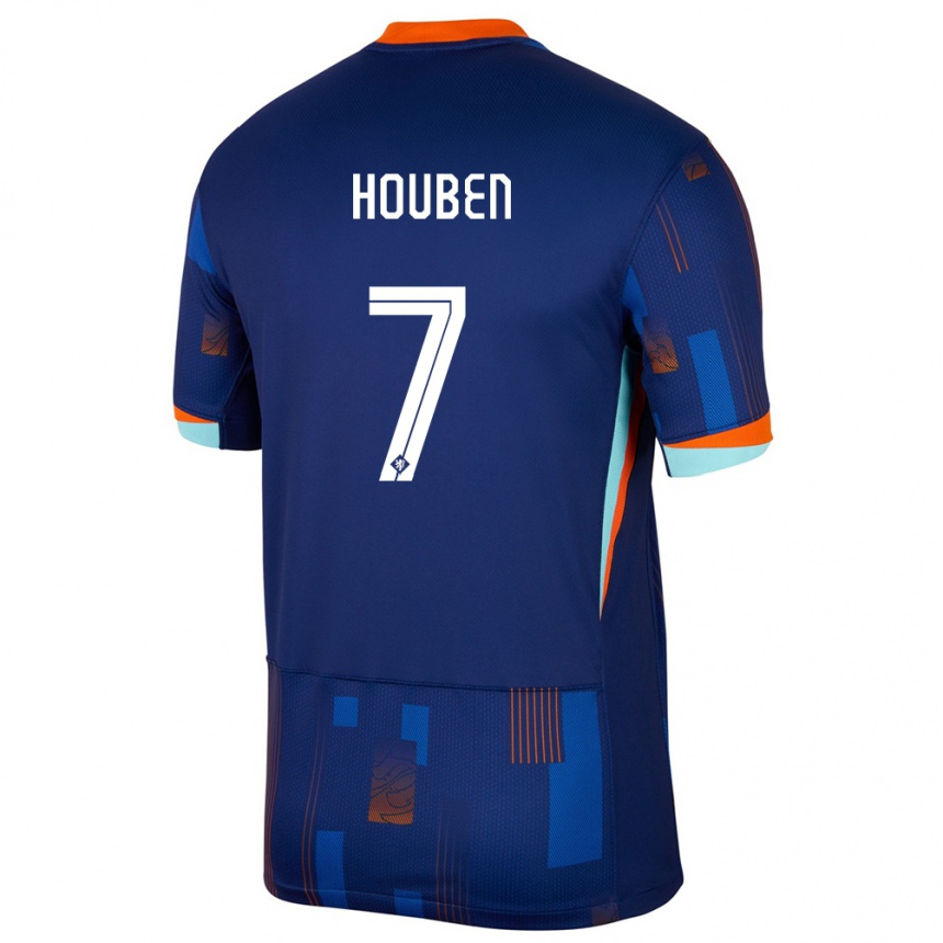 Men Football Netherlands Iggy Houben #7 Blue Away Jersey 24-26 T-Shirt Uk