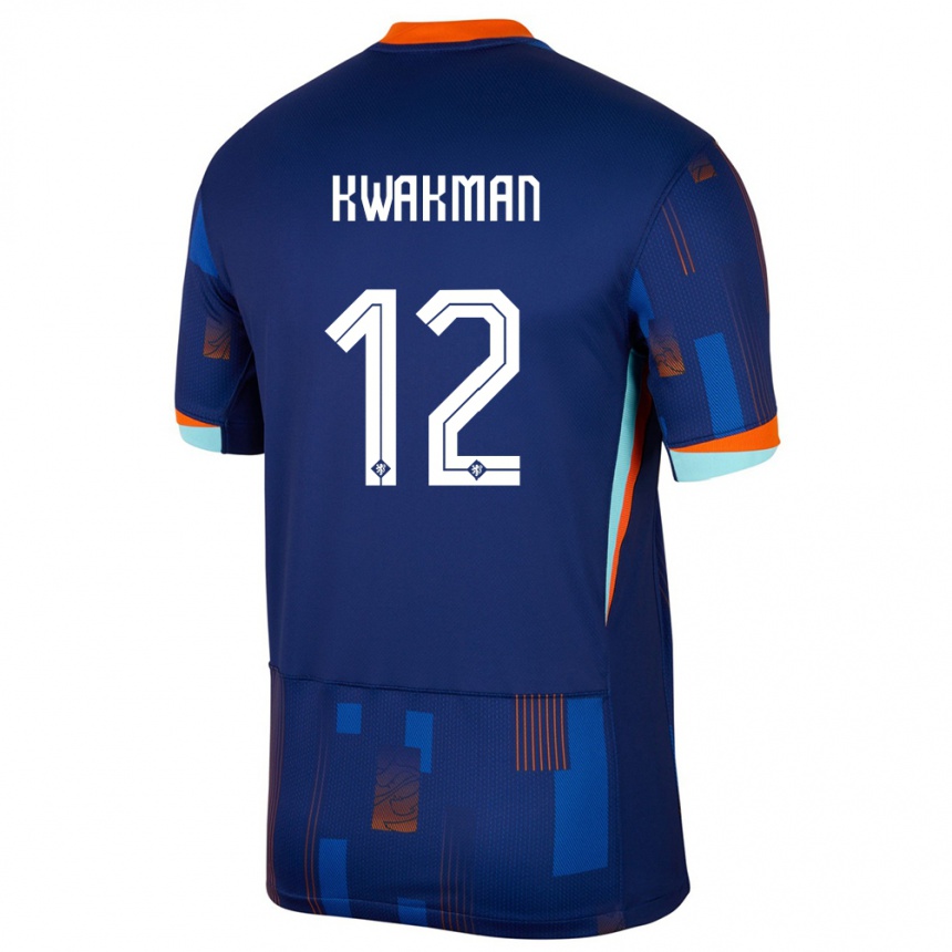 Men Football Netherlands Dave Kwakman #12 Blue Away Jersey 24-26 T-Shirt Uk