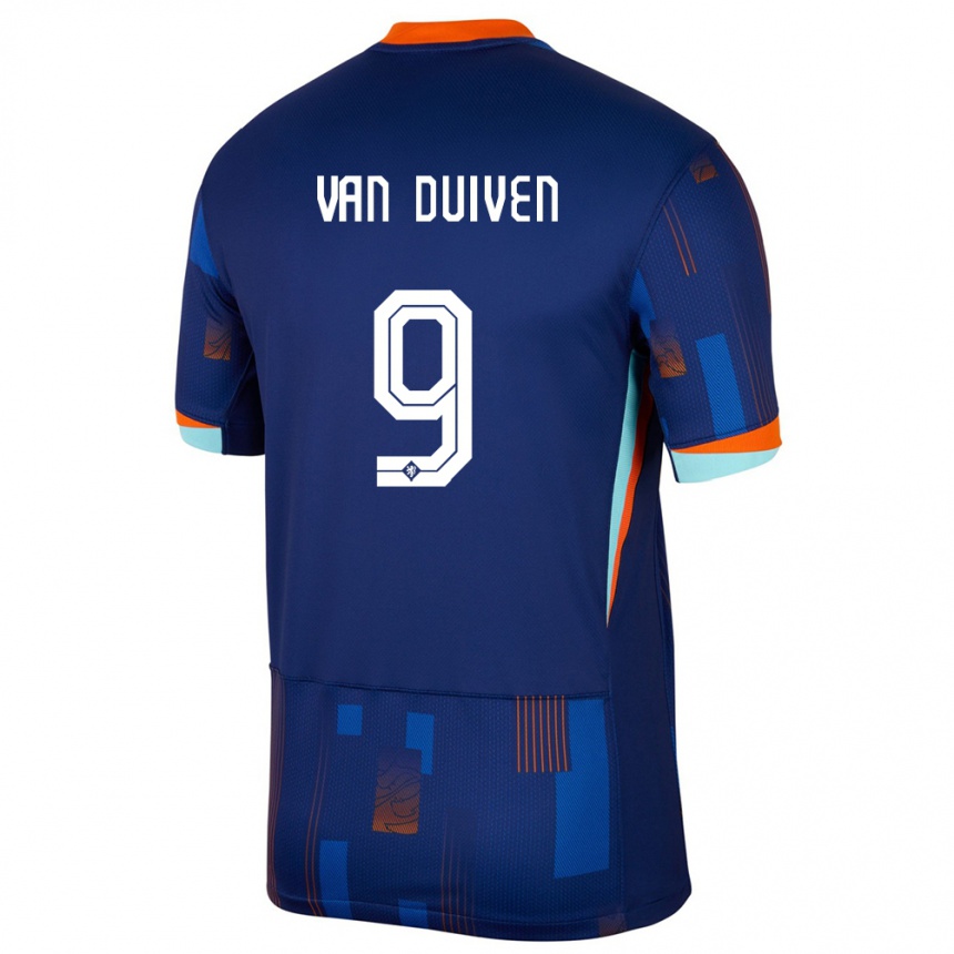 Men Football Netherlands Jason Van Duiven #9 Blue Away Jersey 24-26 T-Shirt Uk