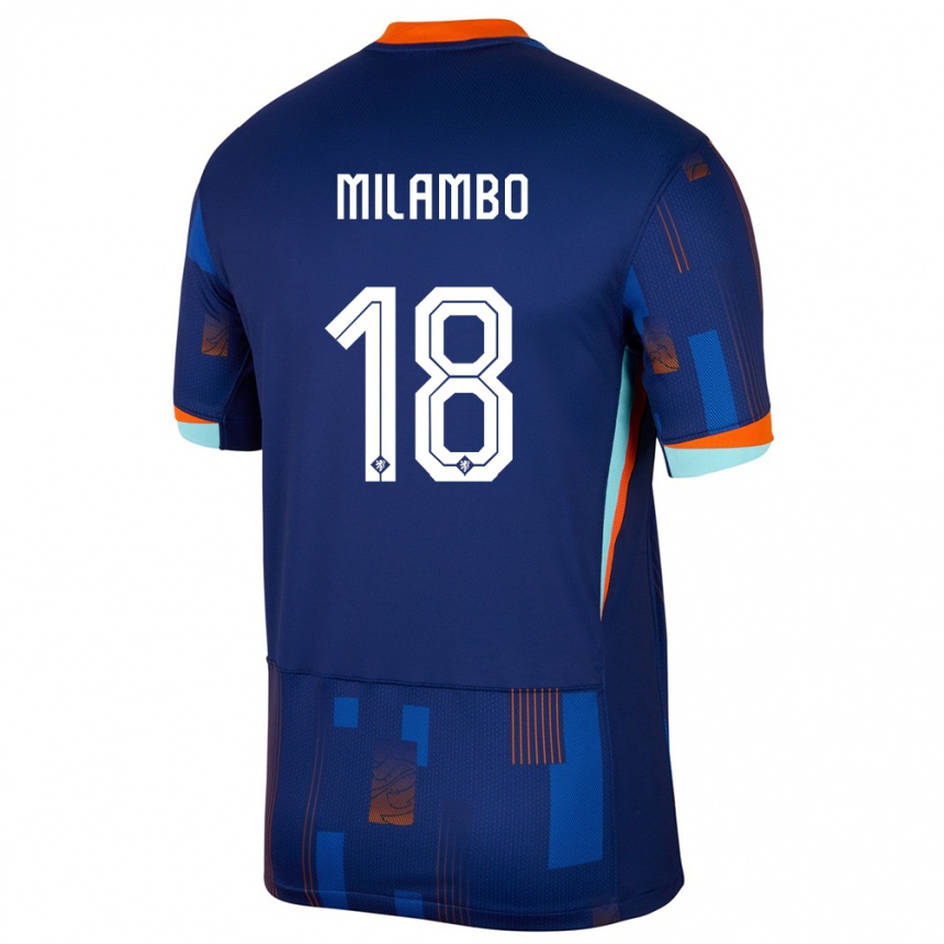 Men Football Netherlands Antoni Milambo #18 Blue Away Jersey 24-26 T-Shirt Uk