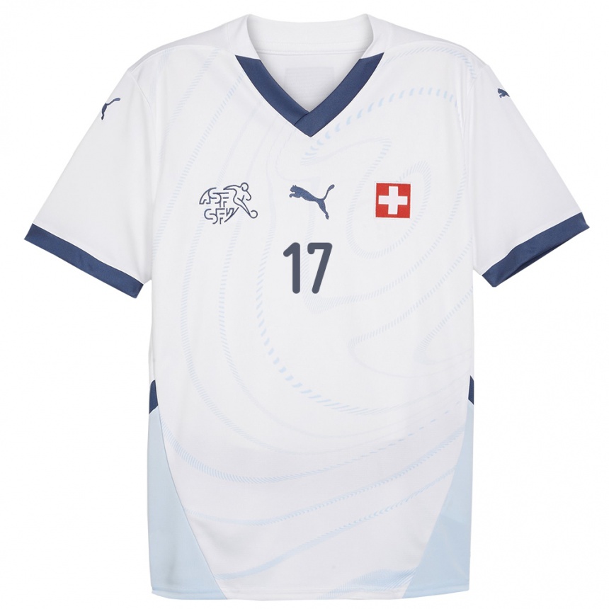 Men Football Switzerland Leon Avdullahu #17 White Away Jersey 24-26 T-Shirt Uk