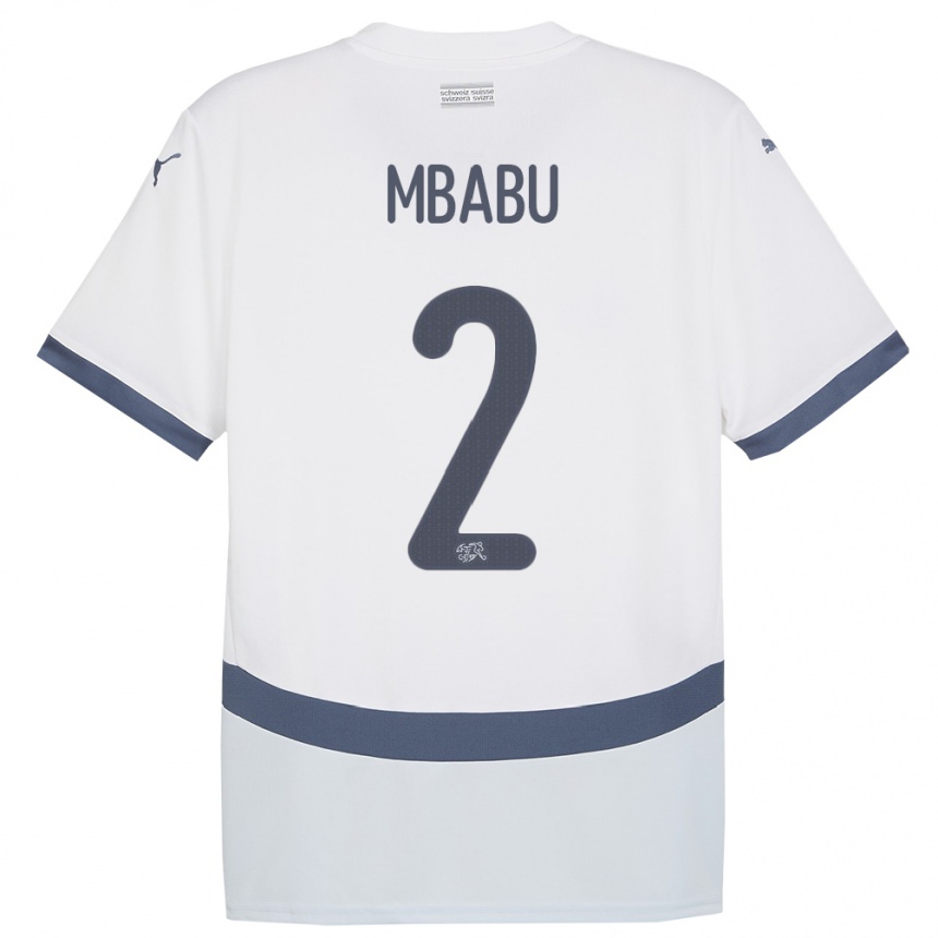 Men Football Switzerland Kevin Mbabu #2 White Away Jersey 24-26 T-Shirt Uk