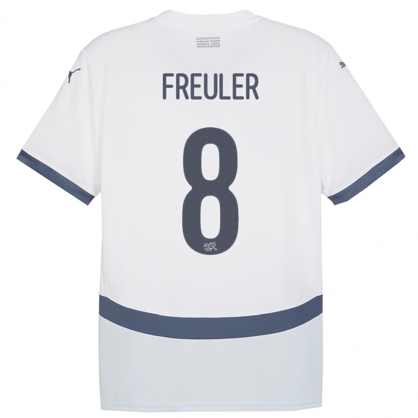 Men Football Switzerland Remo Freuler #8 White Away Jersey 24-26 T-Shirt Uk