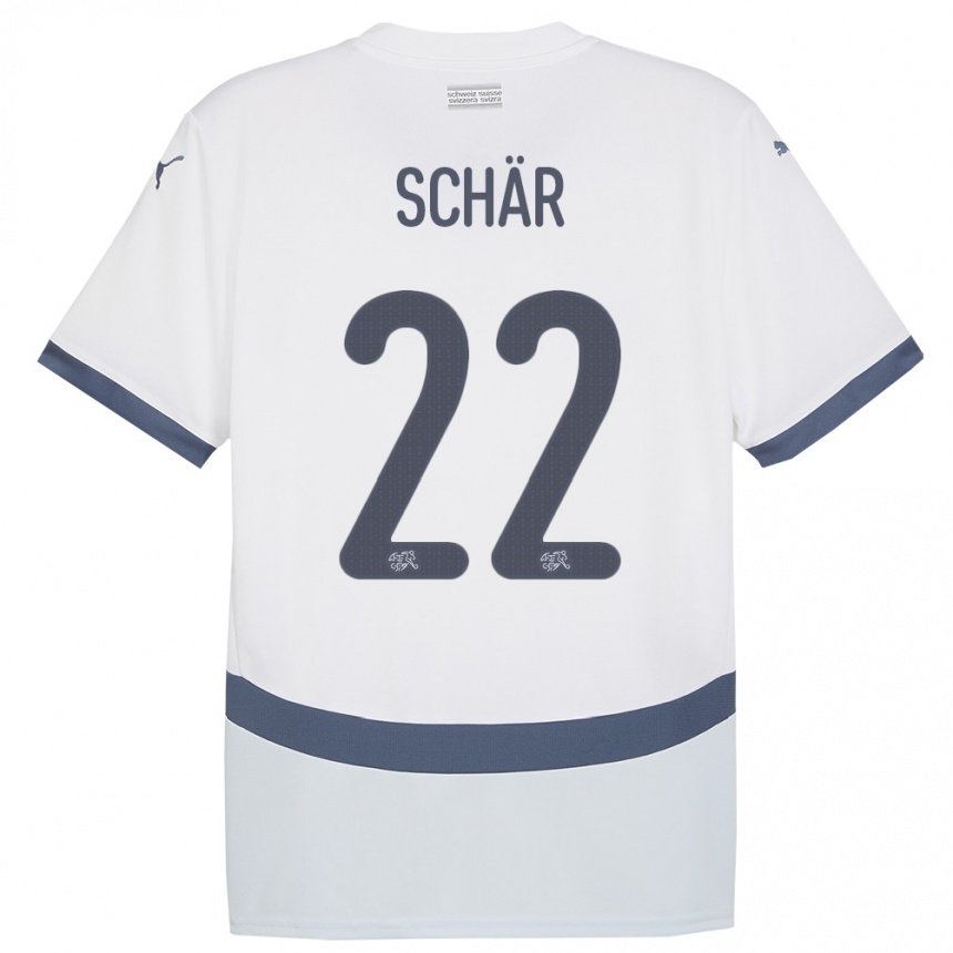 Men Football Switzerland Fabian Schar #22 White Away Jersey 24-26 T-Shirt Uk