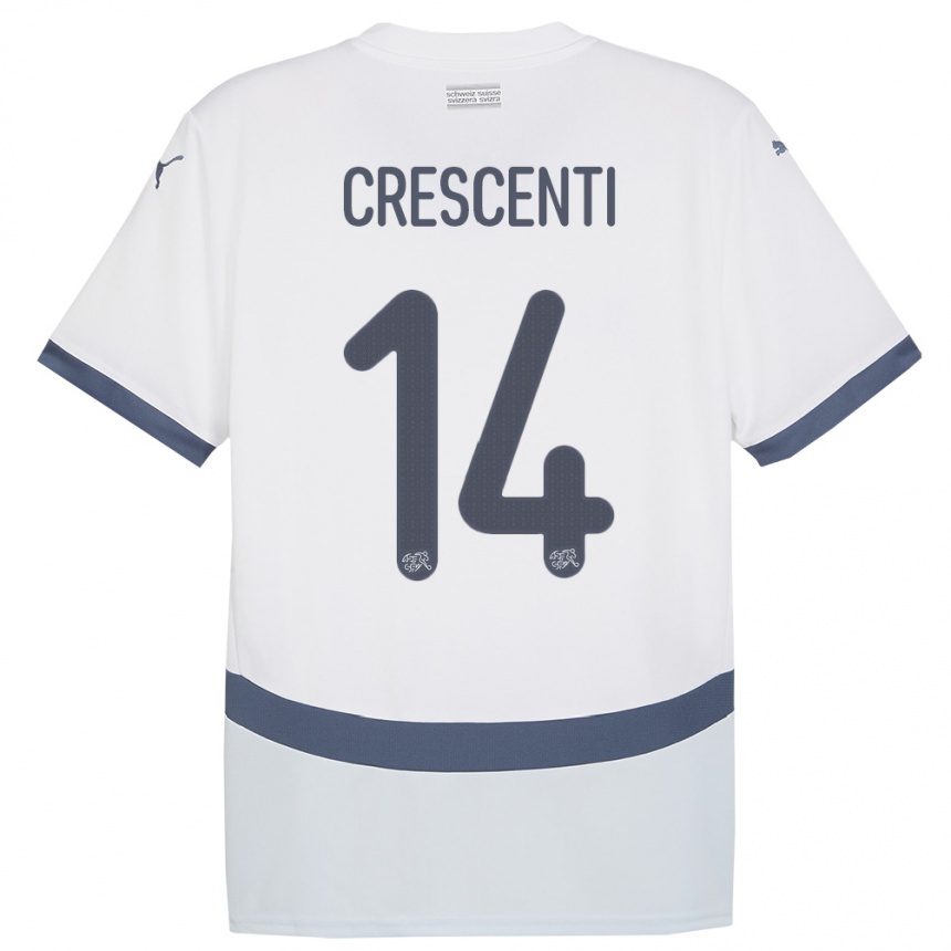 Men Football Switzerland Federico Crescenti #14 White Away Jersey 24-26 T-Shirt Uk