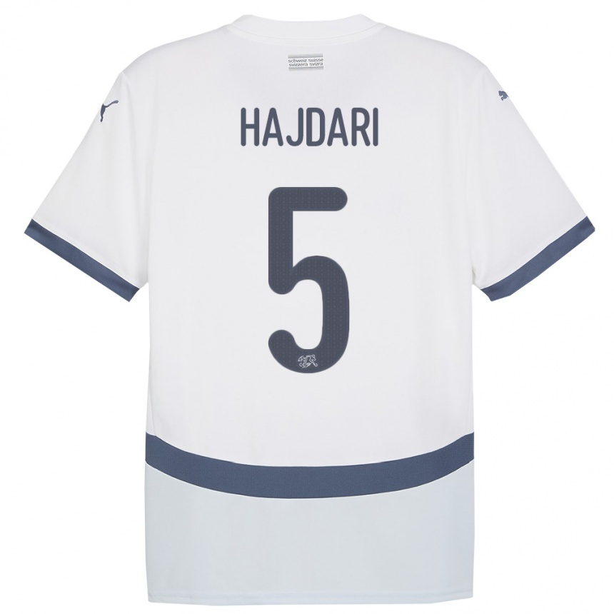 Men Football Switzerland Albian Hajdari #5 White Away Jersey 24-26 T-Shirt Uk