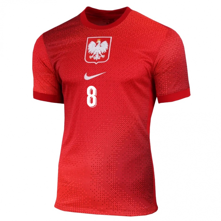 Men Football Poland Szczepan Mucha #8 Red Away Jersey 24-26 T-Shirt Uk