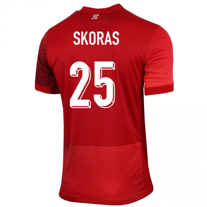 Men Football Poland Michal Skoras #25 Red Away Jersey 24-26 T-Shirt Uk