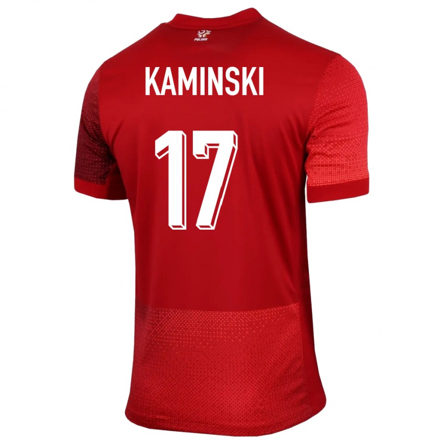 Men Football Poland Jakub Kaminski #17 Red Away Jersey 24-26 T-Shirt Uk