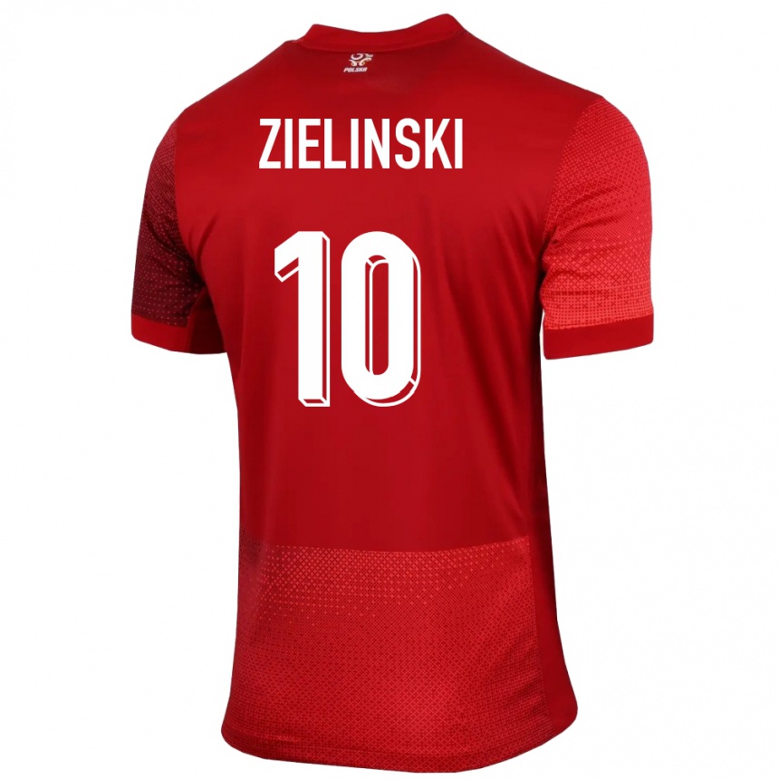 Men Football Poland Piotr Zielinski #10 Red Away Jersey 24-26 T-Shirt Uk