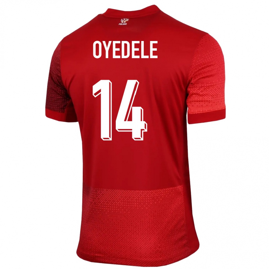 Men Football Poland Maximillian Oyedele #14 Red Away Jersey 24-26 T-Shirt Uk