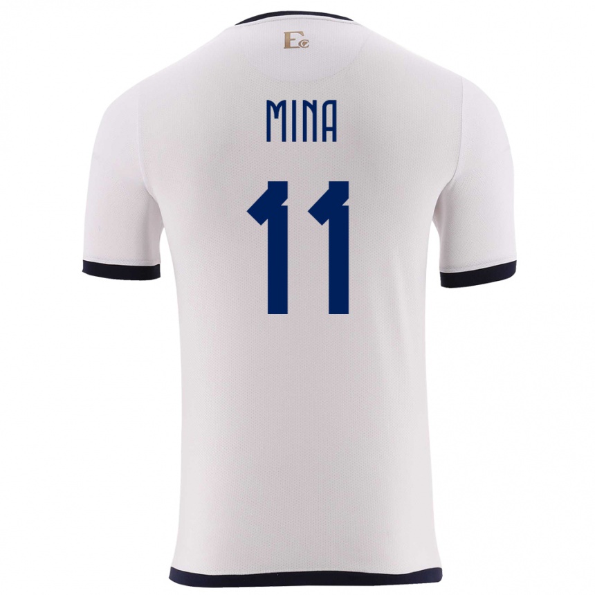 Men Football Ecuador Ariel Mina #11 White Away Jersey 24-26 T-Shirt Uk