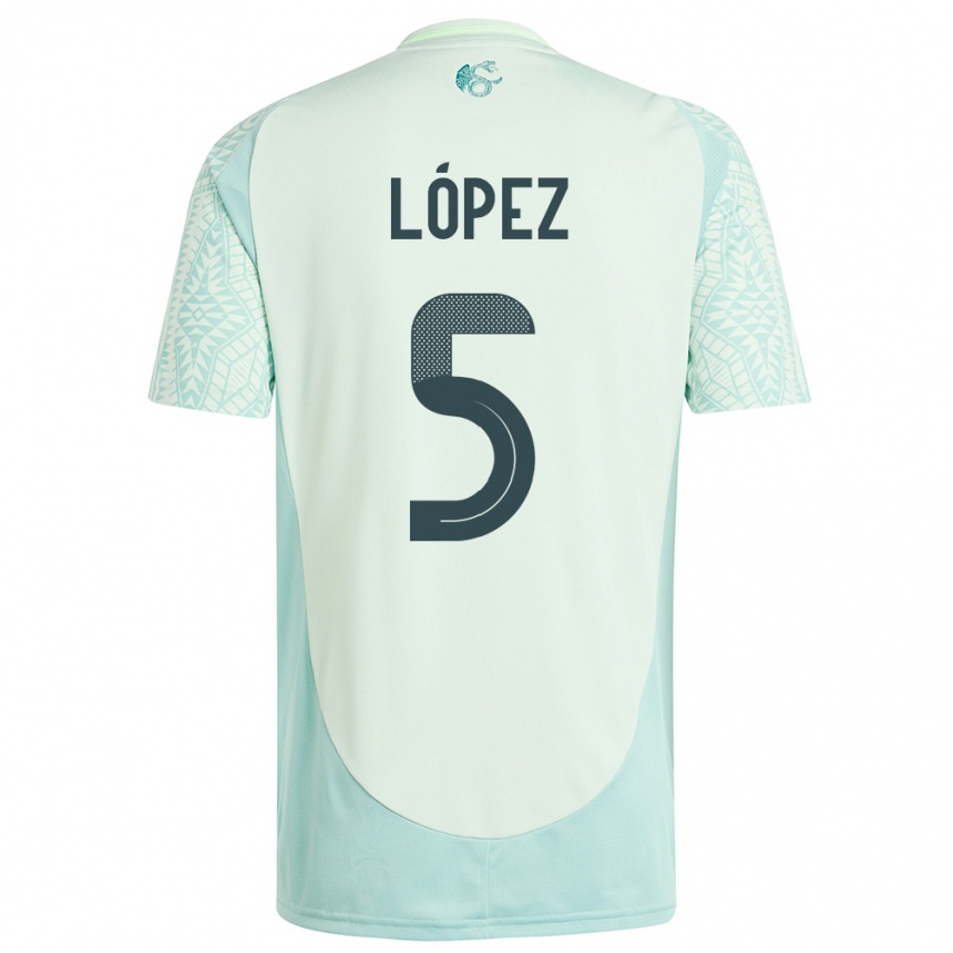 Men Football Mexico Jimena Lopez #5 Linen Green Away Jersey 24-26 T-Shirt Uk