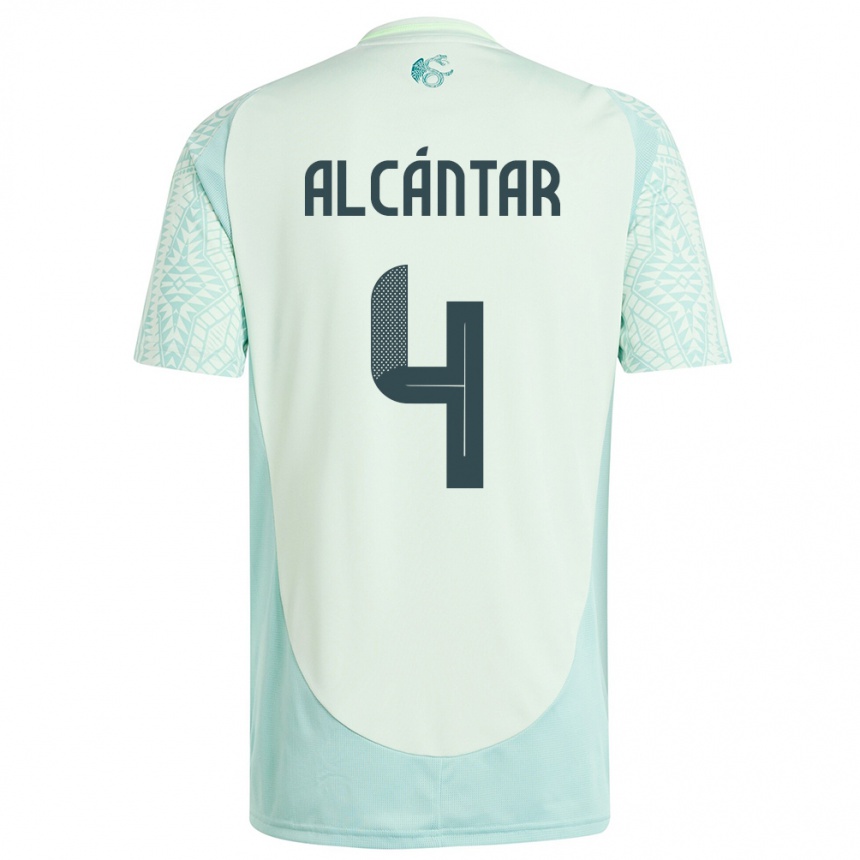 Men Football Mexico Jesus Alcantar #4 Linen Green Away Jersey 24-26 T-Shirt Uk