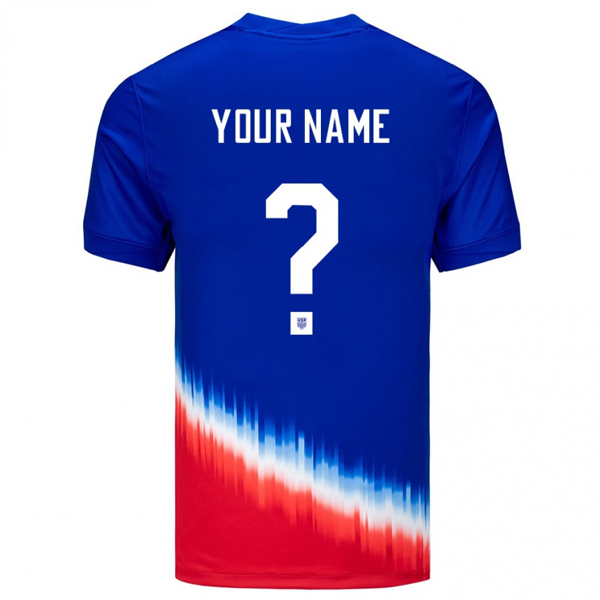 Men Football United States Your Name #0 Blue Away Jersey 24-26 T-Shirt Uk