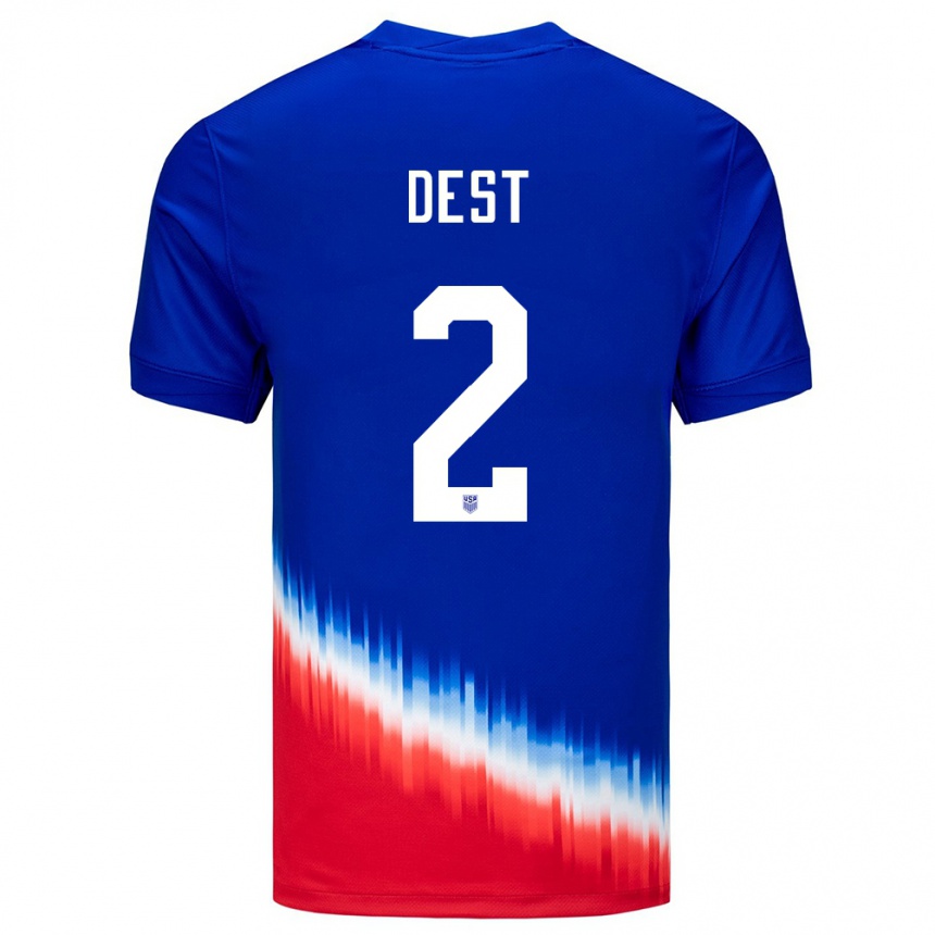 Men Football United States Sergino Dest #2 Blue Away Jersey 24-26 T-Shirt Uk