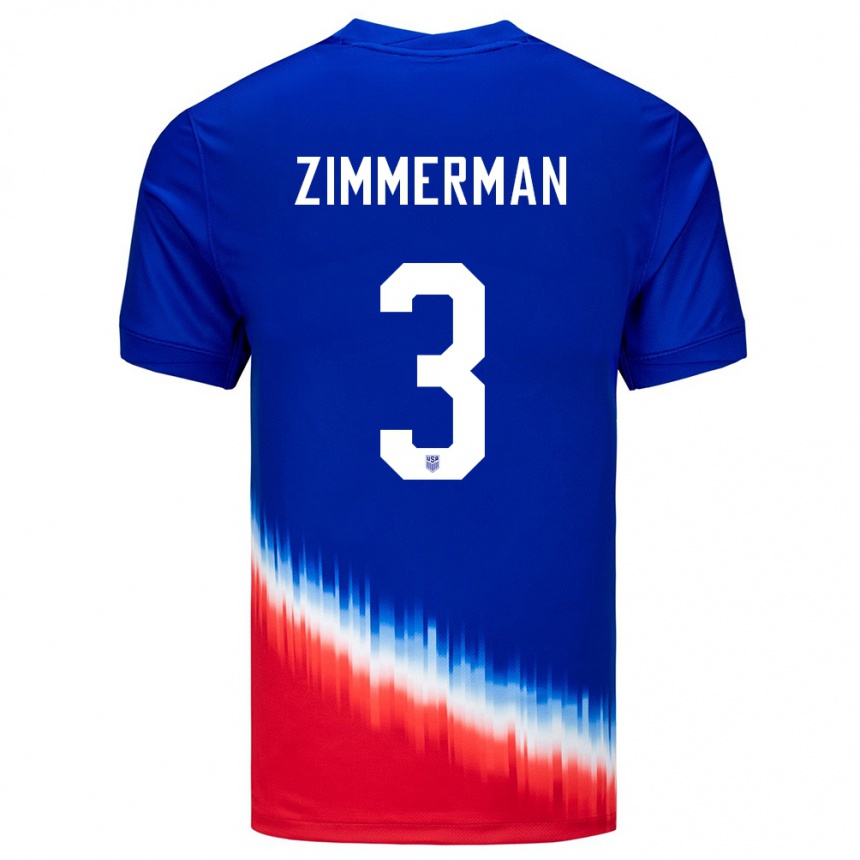 Men Football United States Walker Zimmerman #3 Blue Away Jersey 24-26 T-Shirt Uk