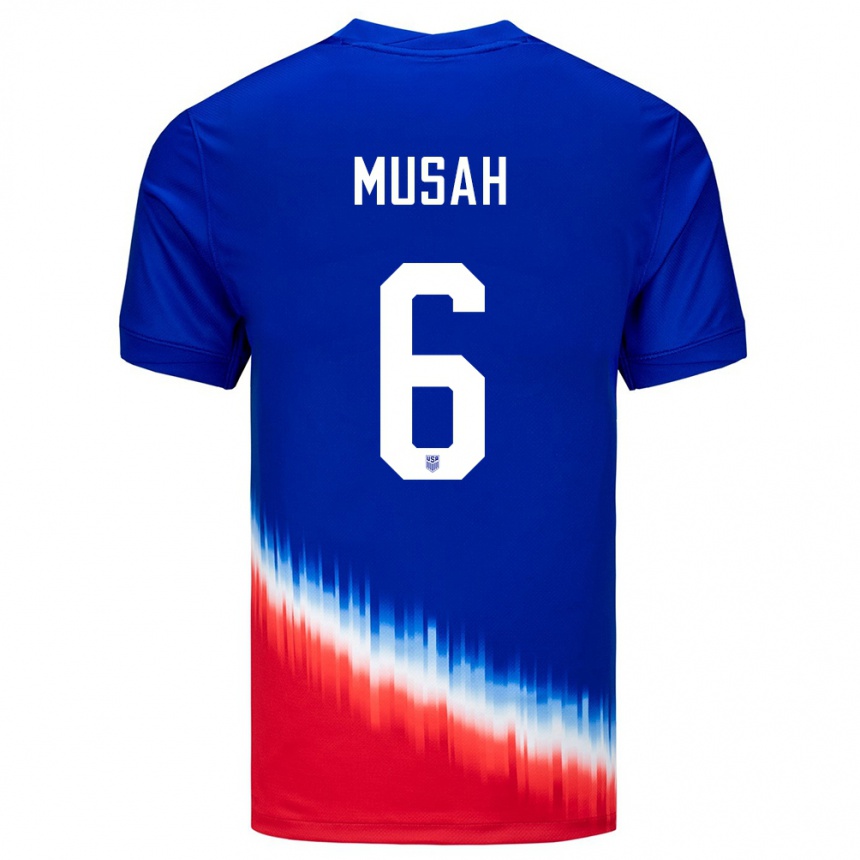 Men Football United States Yunus Musah #6 Blue Away Jersey 24-26 T-Shirt Uk